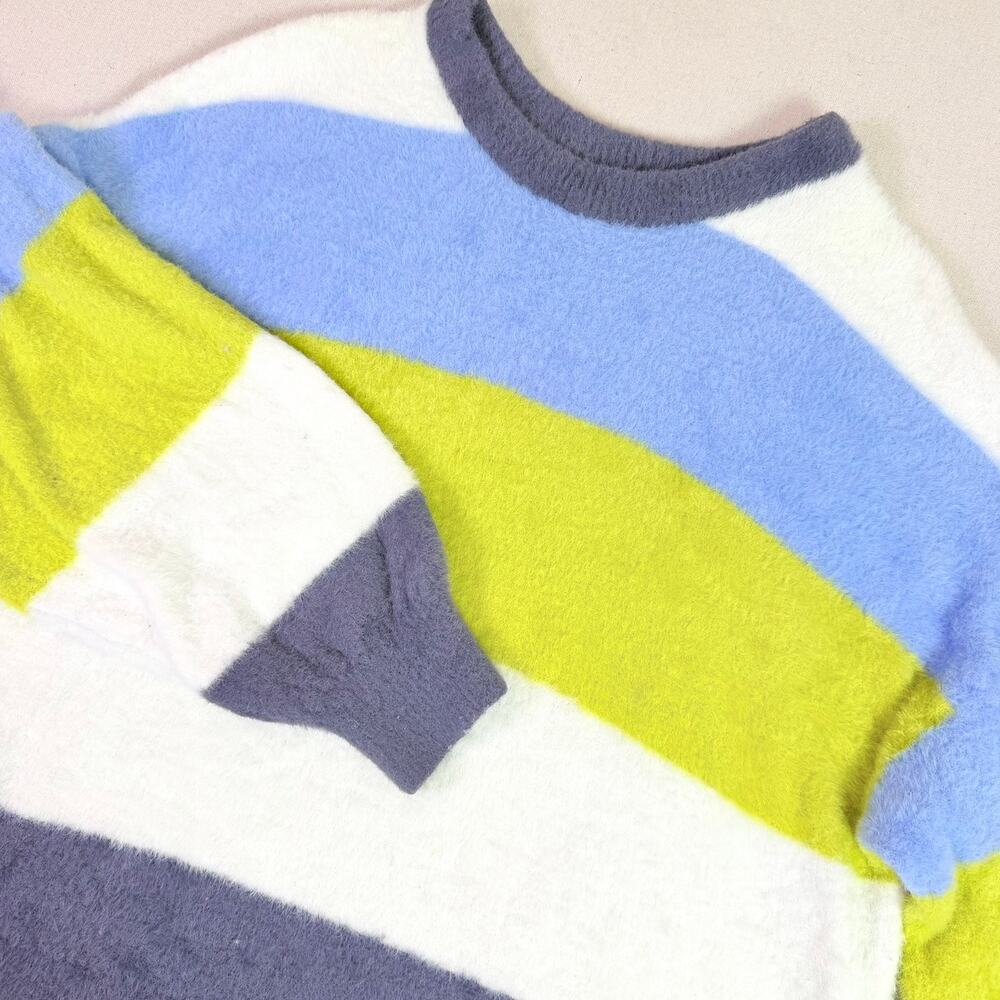 Aerie Flurry Crewneck Sweater Womens L Colorblock Stripe Oversized Cozy Retro